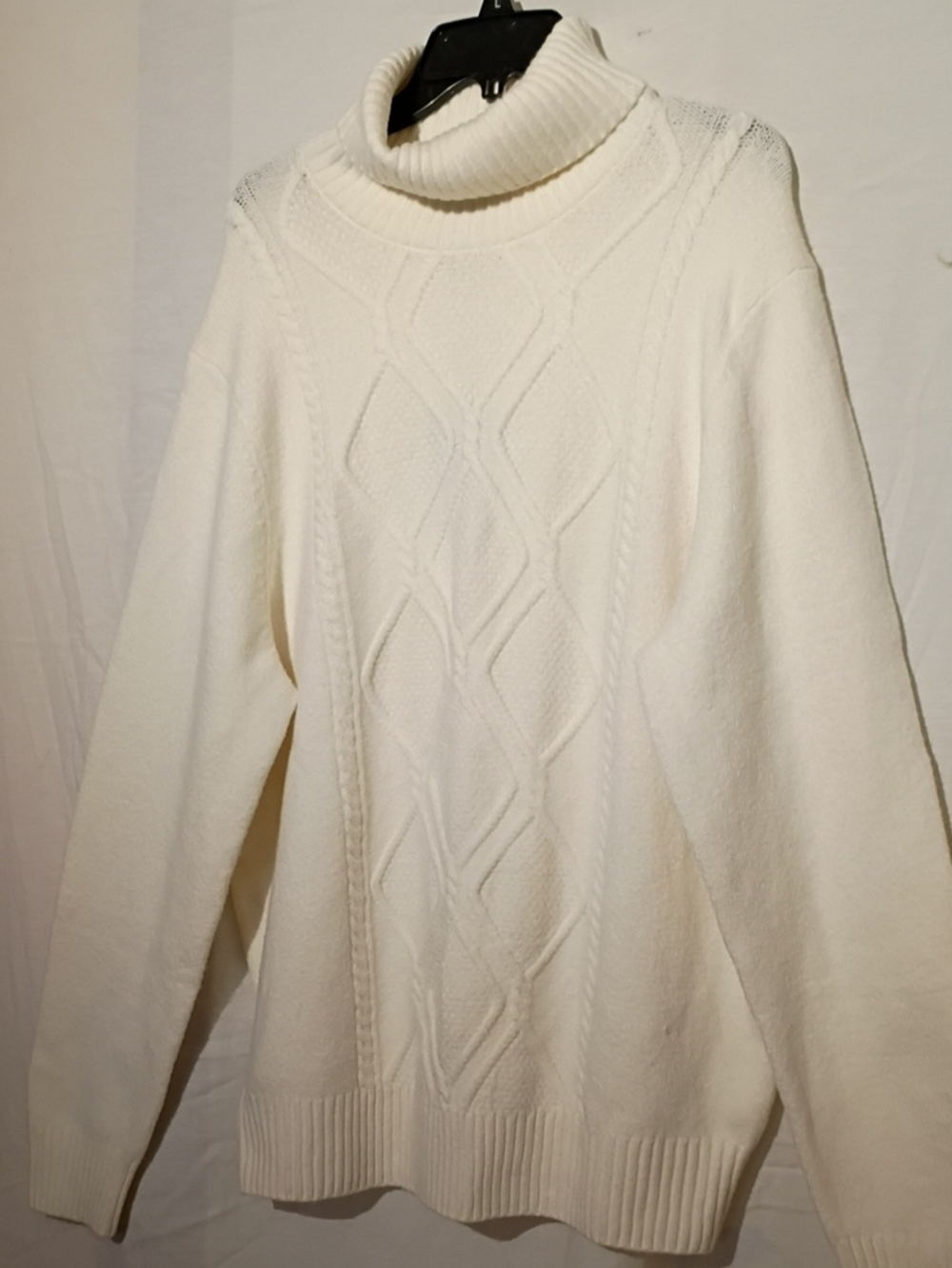 NWT Joseph Abboud Cream Cable Knit Turtleneck Sweater, Mostly Cotton, 16